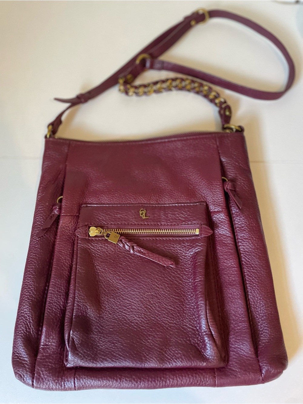 Elliott Luca Gwen Leather Crossbody Bag with Adjustable Chain-Detail Strap